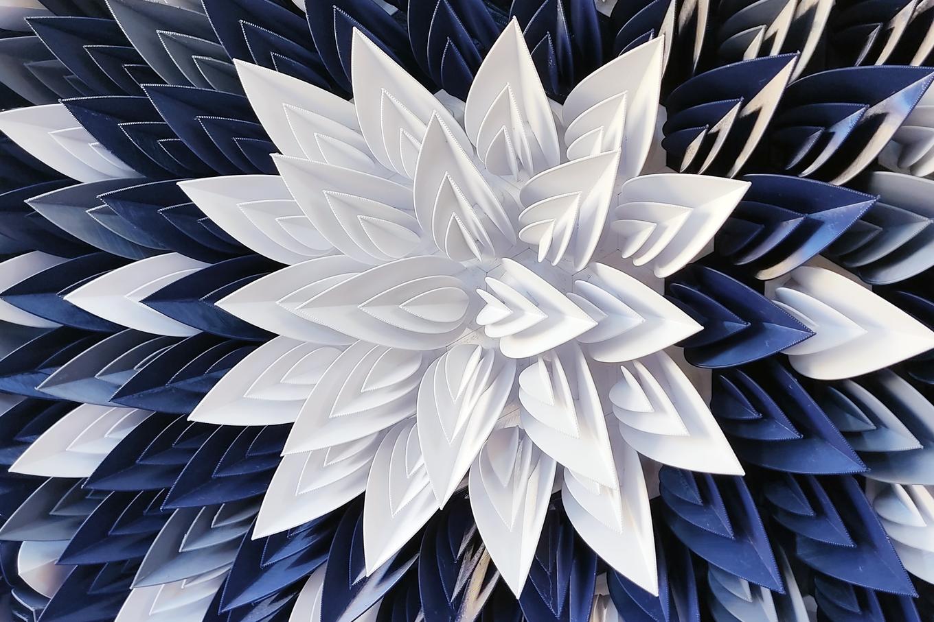 Mourning Flower | Herschel Shapiro | Modern Blue Gray Parametric Wall Hanging