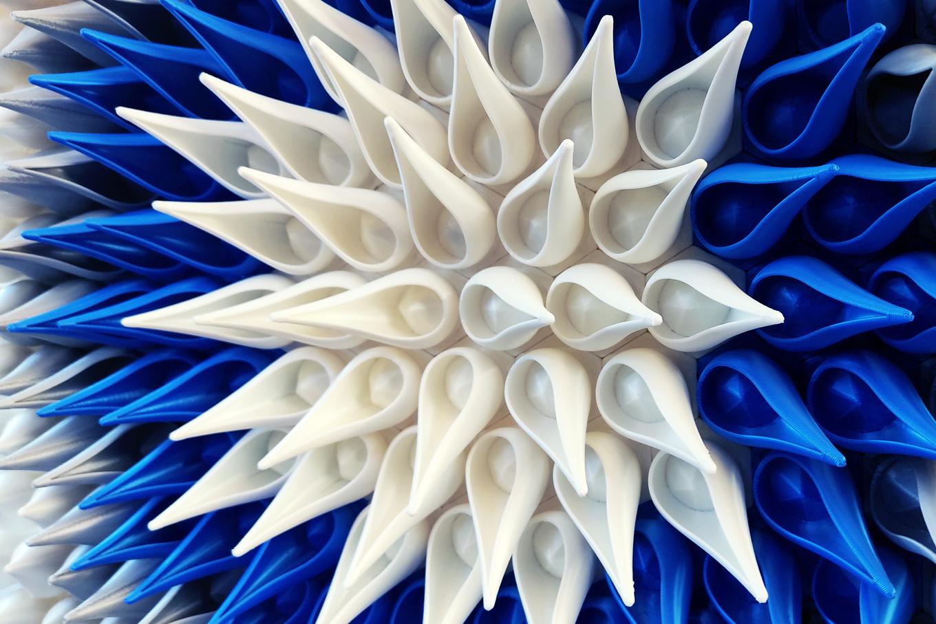 Winter Star | Herschel Shapiro | Modern Blue Gray Flower Mosaic