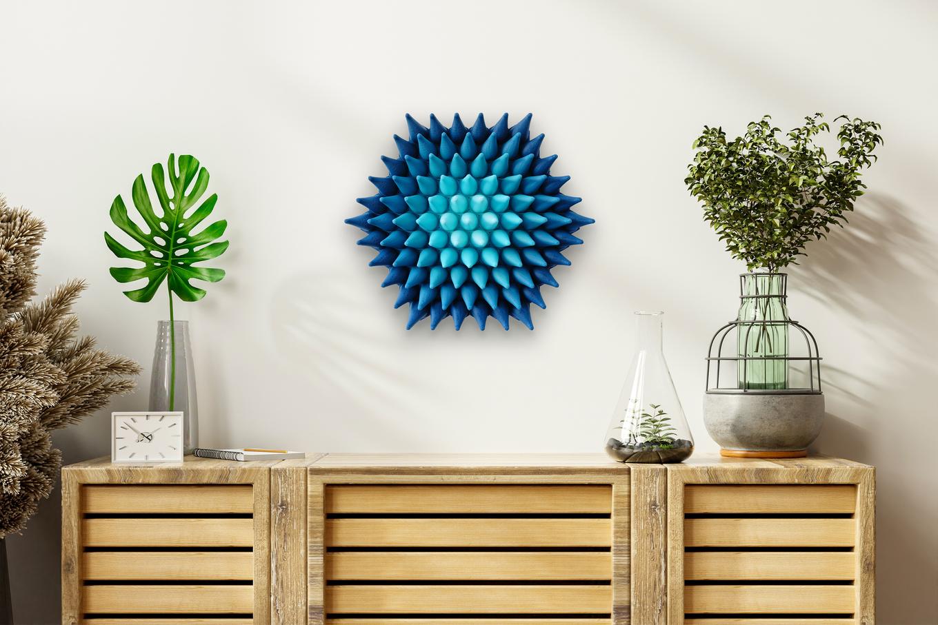 Splashy Sprouts Hexagon | Herschel Shapiro | Modern Dimensional 3D Wall Art Mosaic 