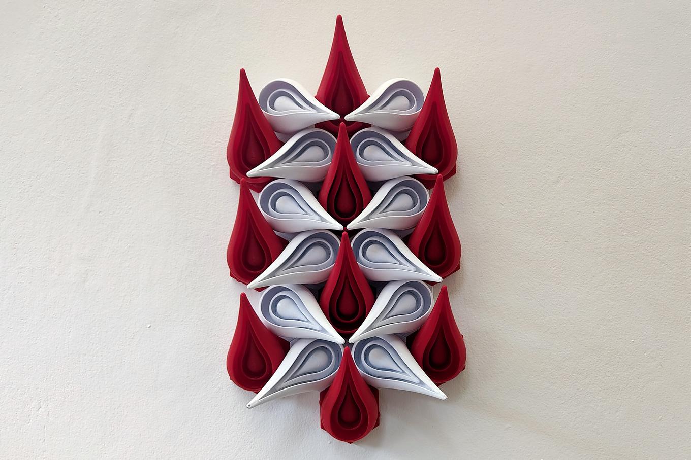 Pain Pricks | Herschel Shapiro | Contemporary Red White 3D Wall Art