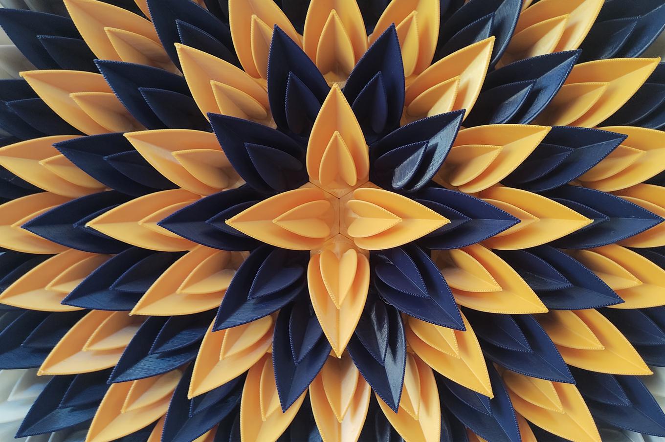 Radiant Pineapple | Herschel Shapiro | Dimensional Blue Gold Parametric 3D Wall Art