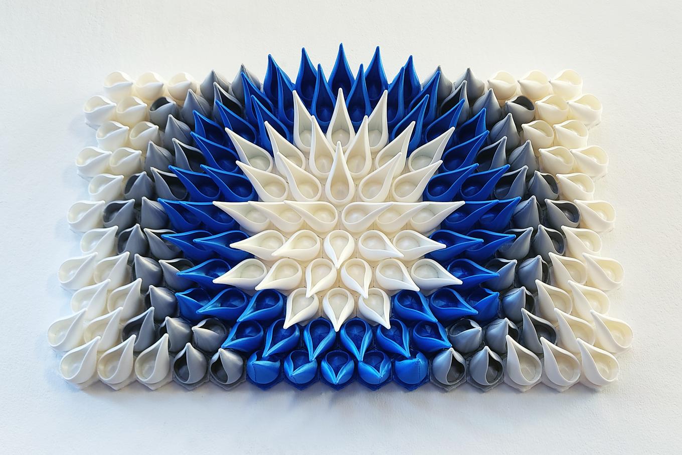 Winter Star | Herschel Shapiro | Modern Blue Gray Flower Mosaic