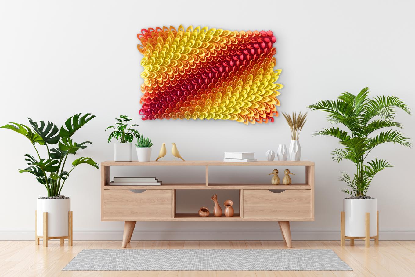 Fire Lotus | Herschel Shapiro | Modern Dimensional 3D Wall Art Mosaic 
