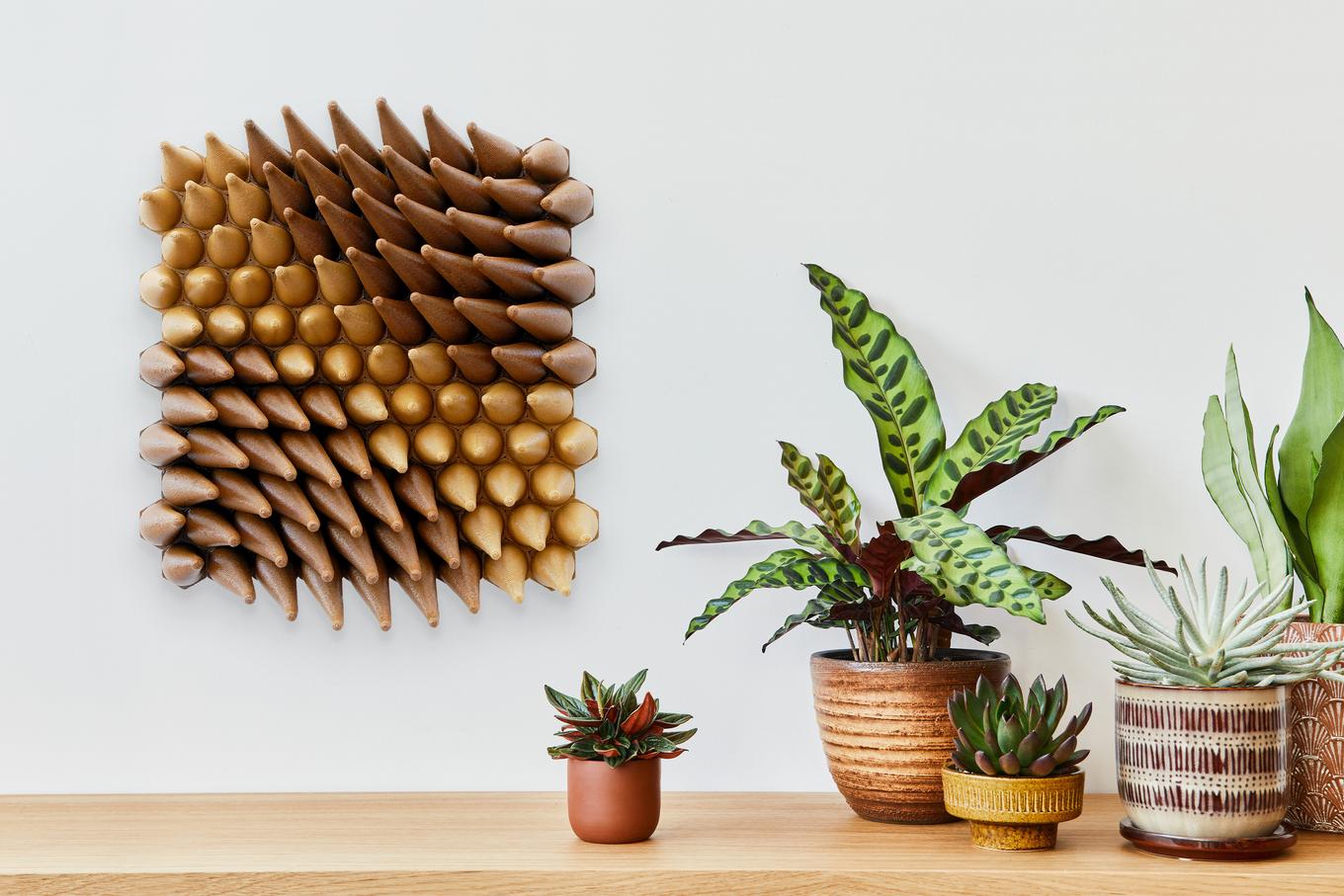 Wooden Sweepy Sprouts | Herschel Shapiro | Modern Dimensional 3D Wall Art Mosaic 
