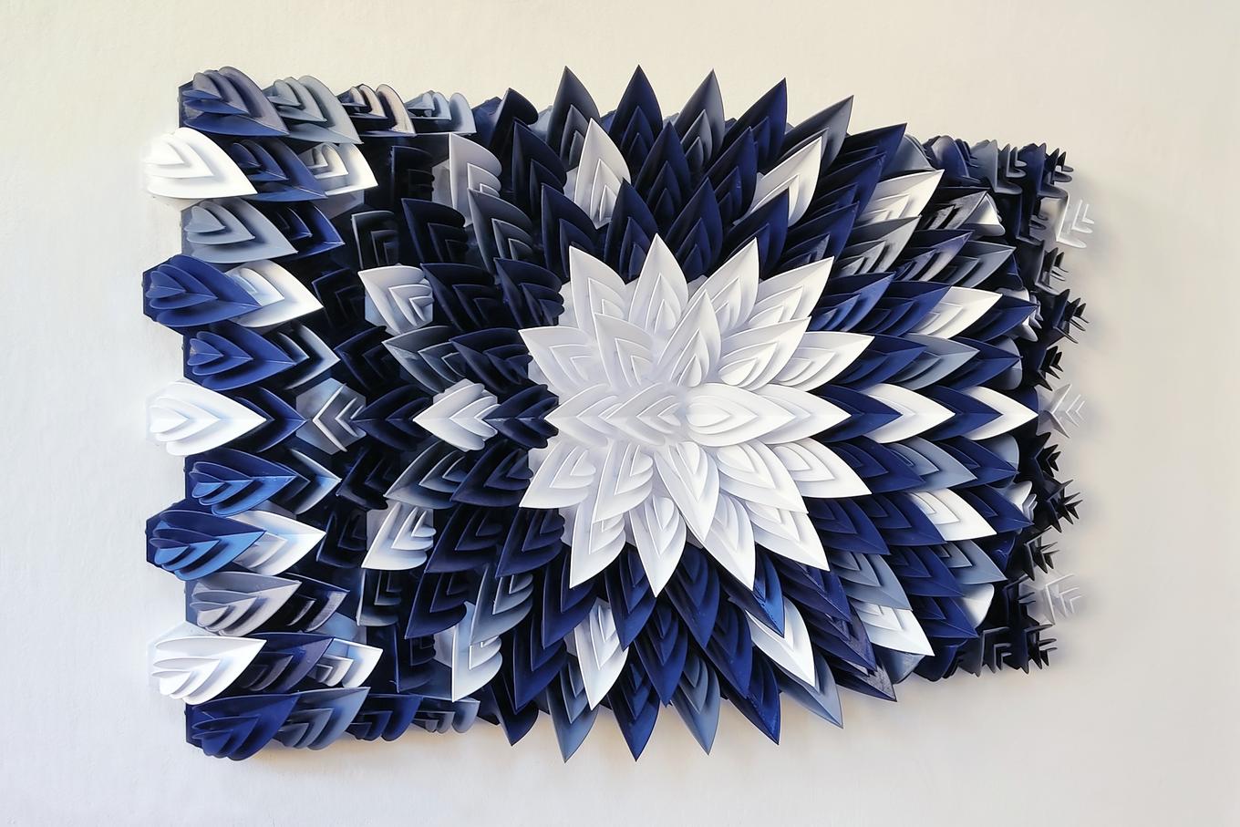 Mourning Flower | Herschel Shapiro | Modern Blue Gray Parametric Wall Hanging